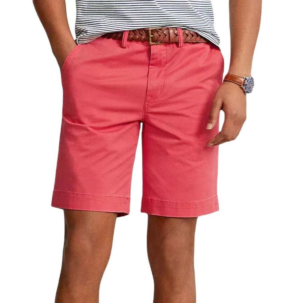 Polo Ralph Lauren Mens Starboard Red 33 Classic Fit Stretch 9" Flat Front Shorts - Picture 9 of 11